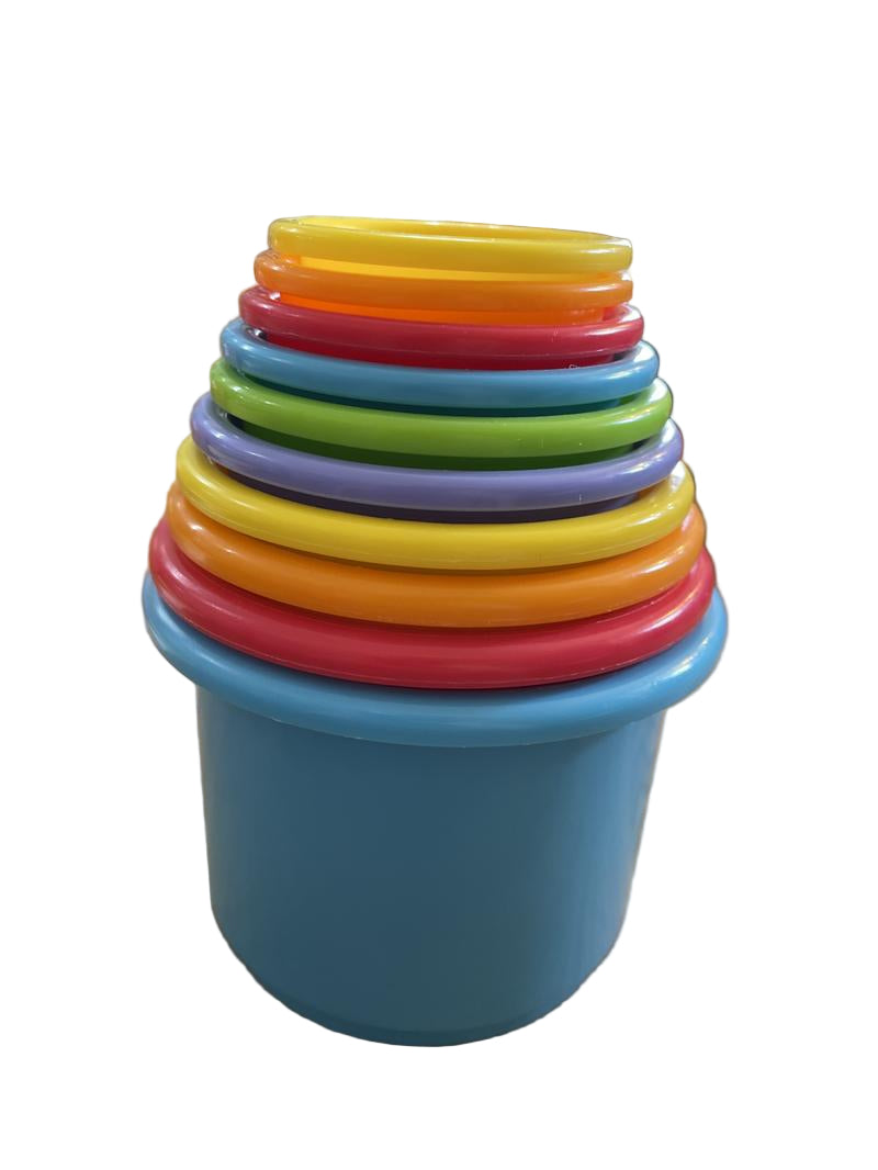 Preloved Toys - Plastic 10 Rainbow Stacking Cups - Unknown Brand