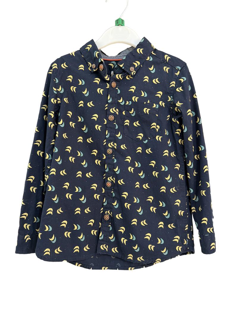 Preloved White Stuff - Navy Shirt With Moon Print. (5-6y)