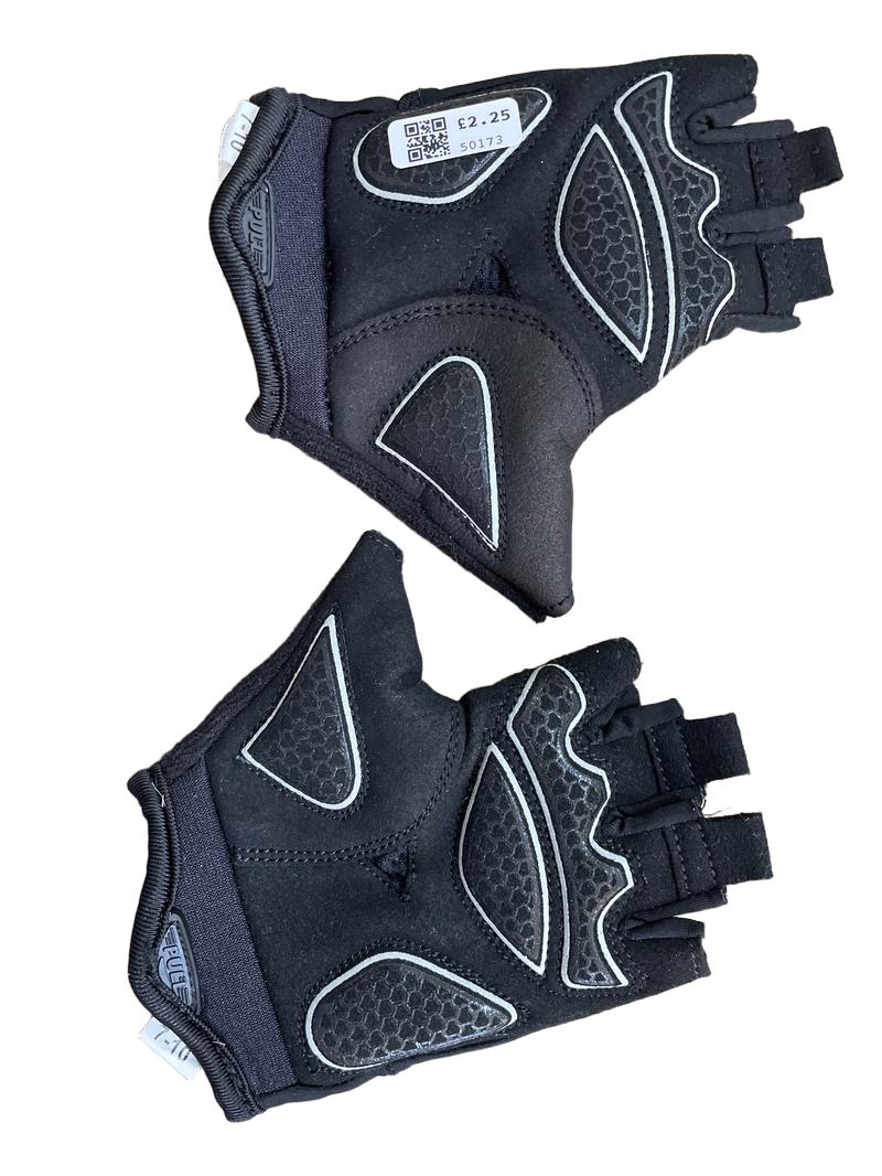 Preloved Halfords - Black Fingerless Bicycle Gloves, Size 7-10 (7-8y, 8-9y, 9-10y)