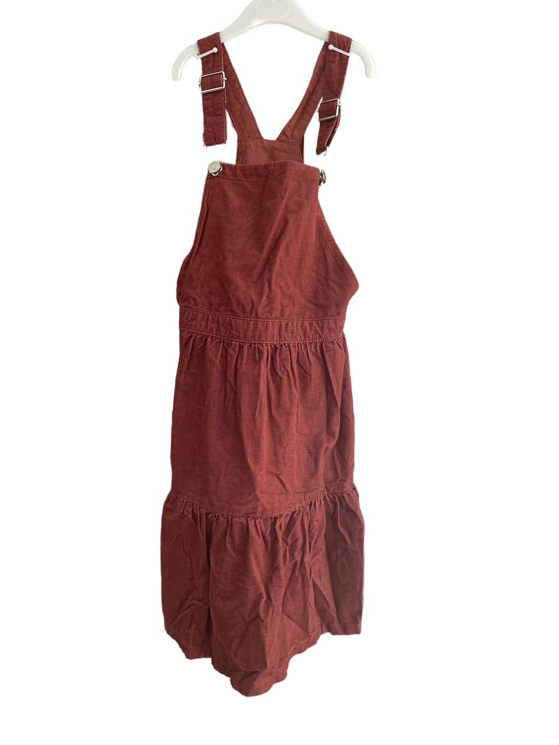 Preloved H&M - Burgundy Corduroy Overall Dress (8-9y)