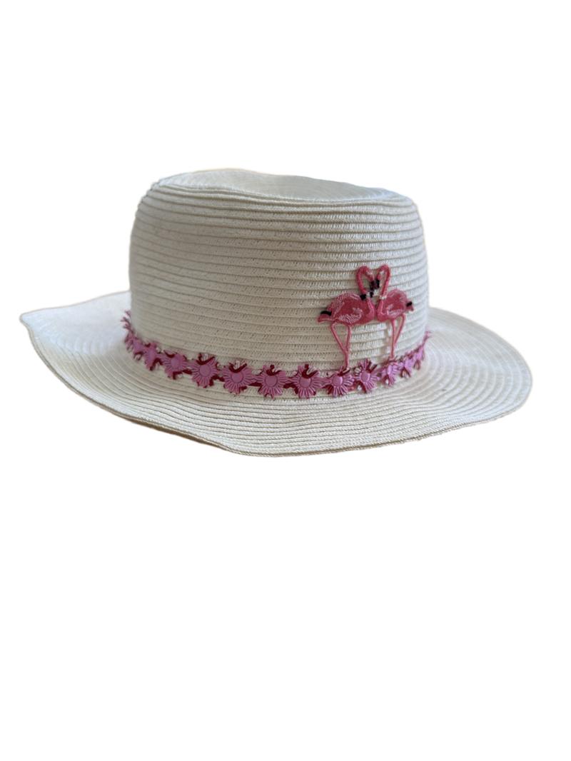 Preloved Otter Dene - Flamingo Raffia Sun Hat, 54 Cm (5-6y, 6-12m, 7-8y, 8-9y, 9-10y)