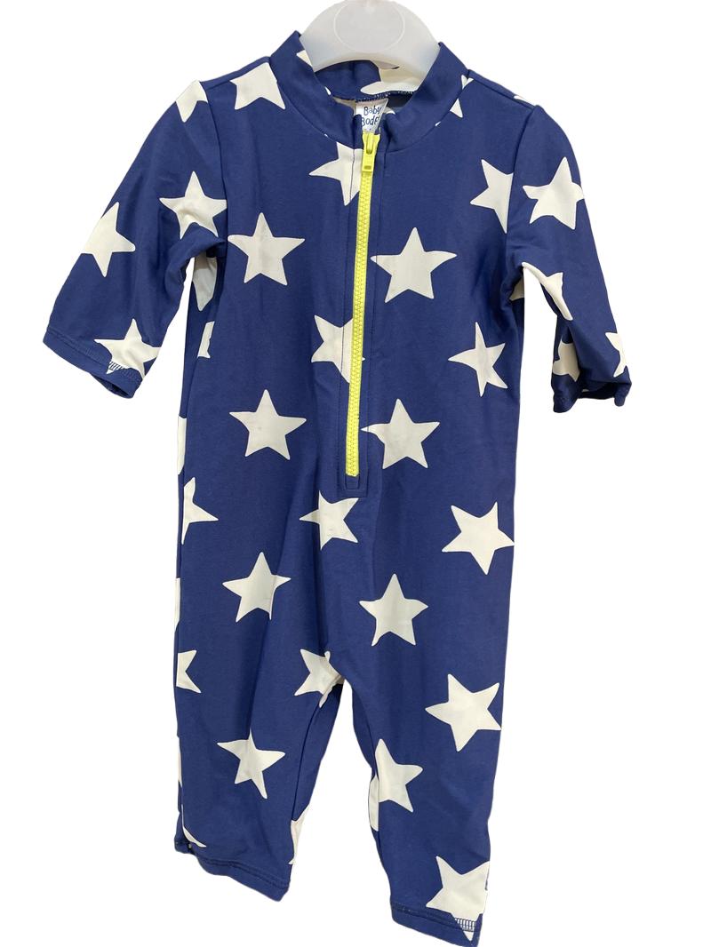 Preloved Baby Boden - Navy White Star Zip Sun Protection Swim Suit (6-12m)