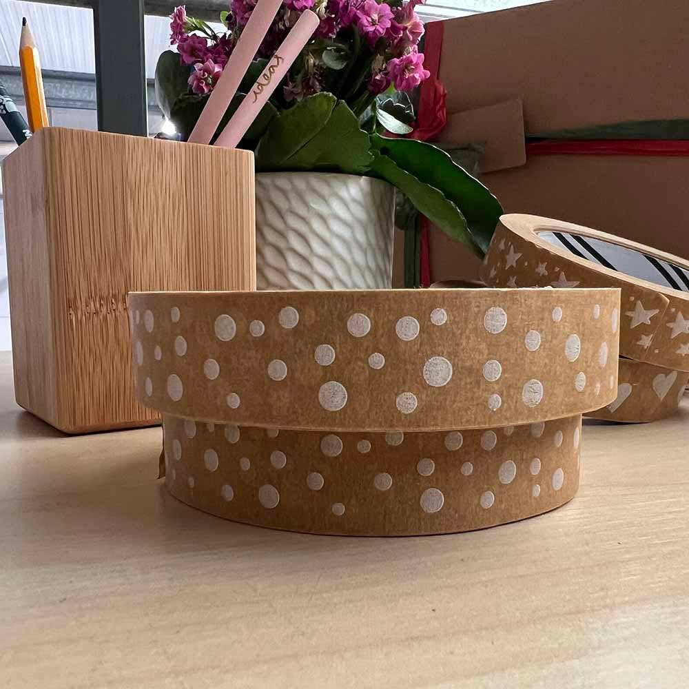 Polka Dot Biodegradable Paper Tape 24mm x 50m