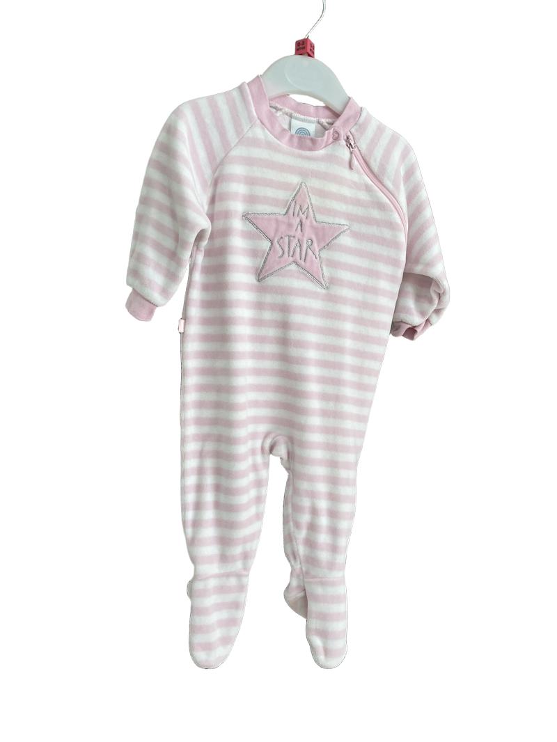 Preloved Sanetta - Pink / White I'm A Star Sleepsuit (0-3m) - Onesie