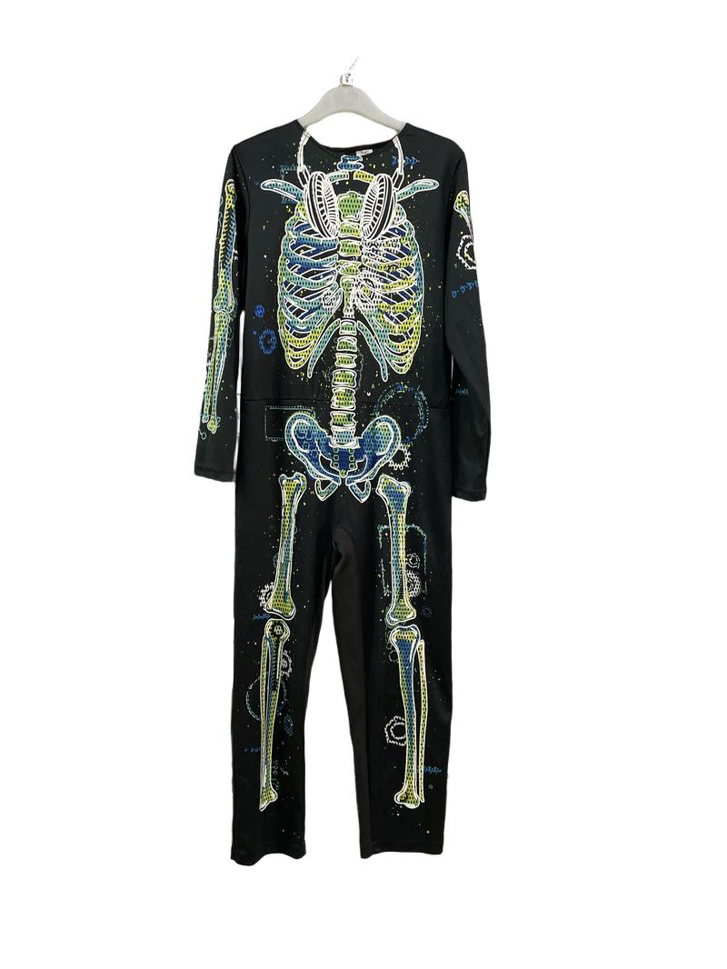 Preloved F&F - Black Skeleton Onesie Costume (9-10y)