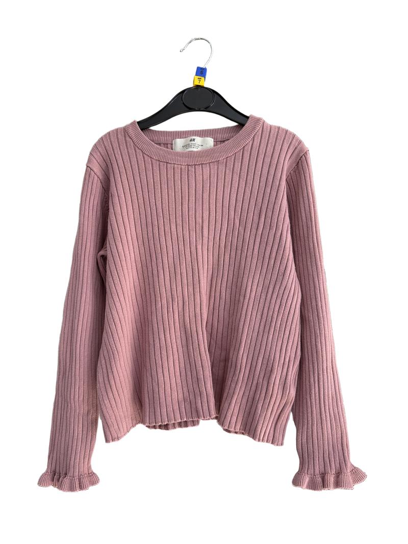 Preloved H&M - Pink Ribbed Ruffle Sleeve Top (6-7y, 7-8y)