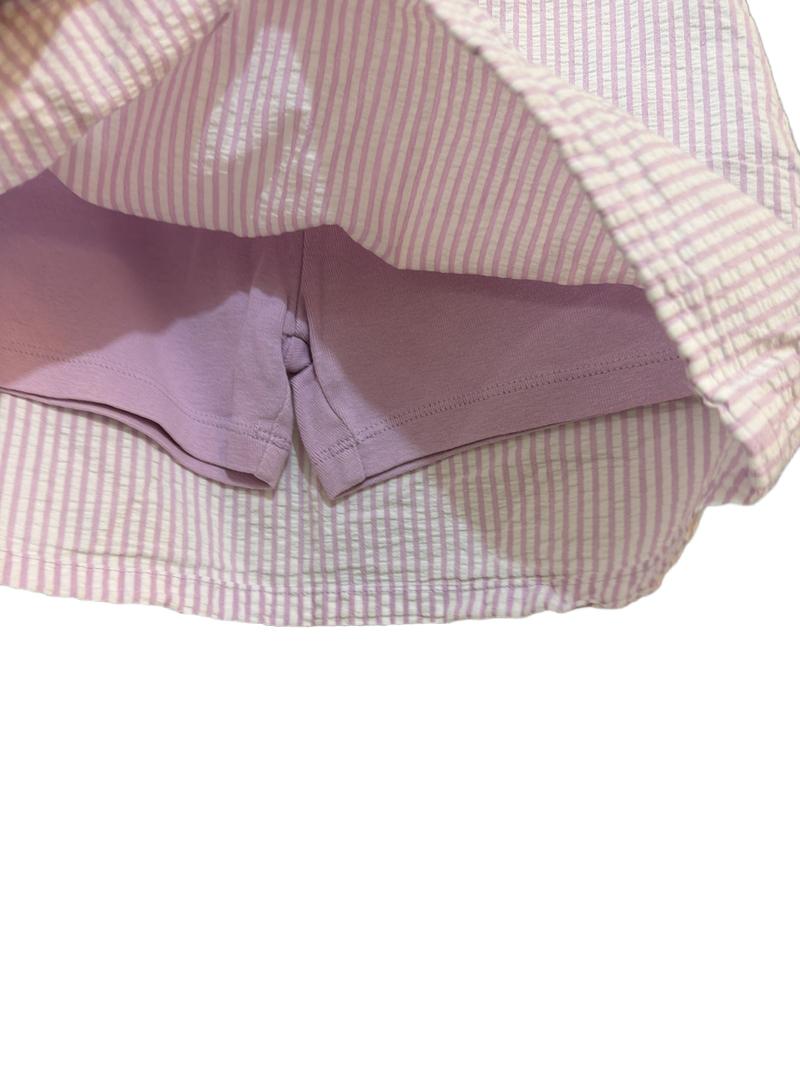 Preloved Gymboree - Pink And White Seersucker Skort (8-9y)