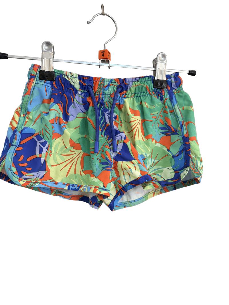 Preloved Calzedonia - Green Blue Tropical Print Swim Trunks Shorts (4-5y)