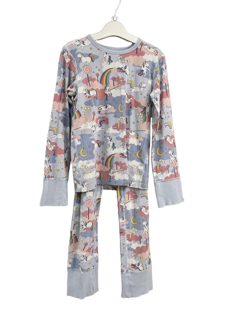 Preloved Polarn O. Pyret - Blue Unicorn Long-sleeved Pyjama Set (9-10y)