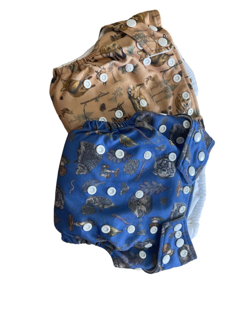 Preloved Little Lamb - 2x Reusable Nappies Hedgehog And Fox