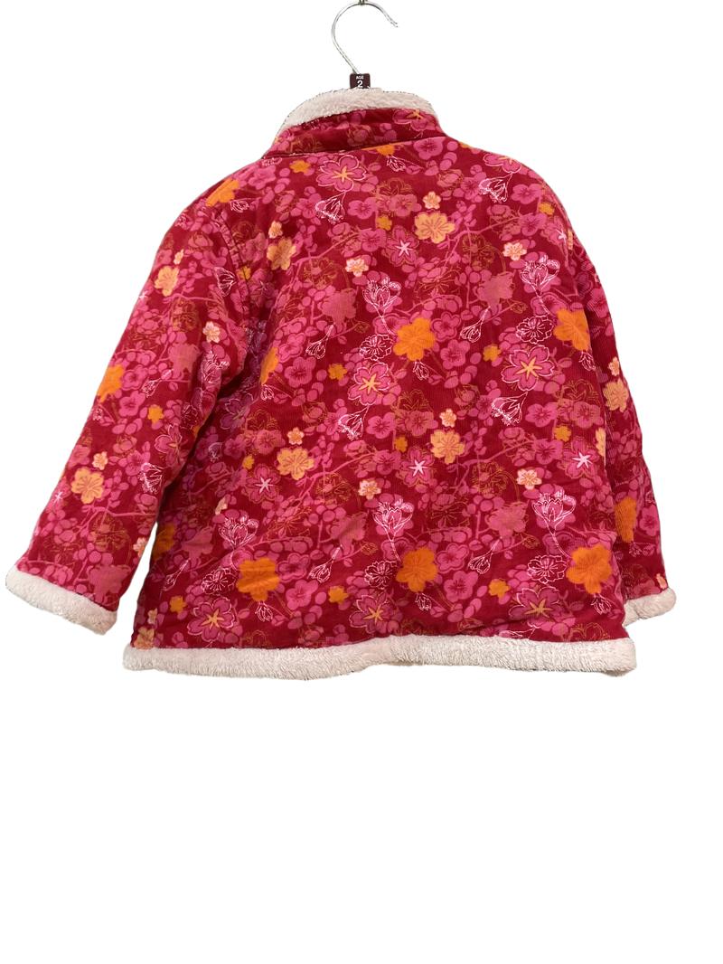 Preloved Penelope Mack - Pink Red Corduroy Zip Fleece-lined Cardigan Jacket (2-3y)