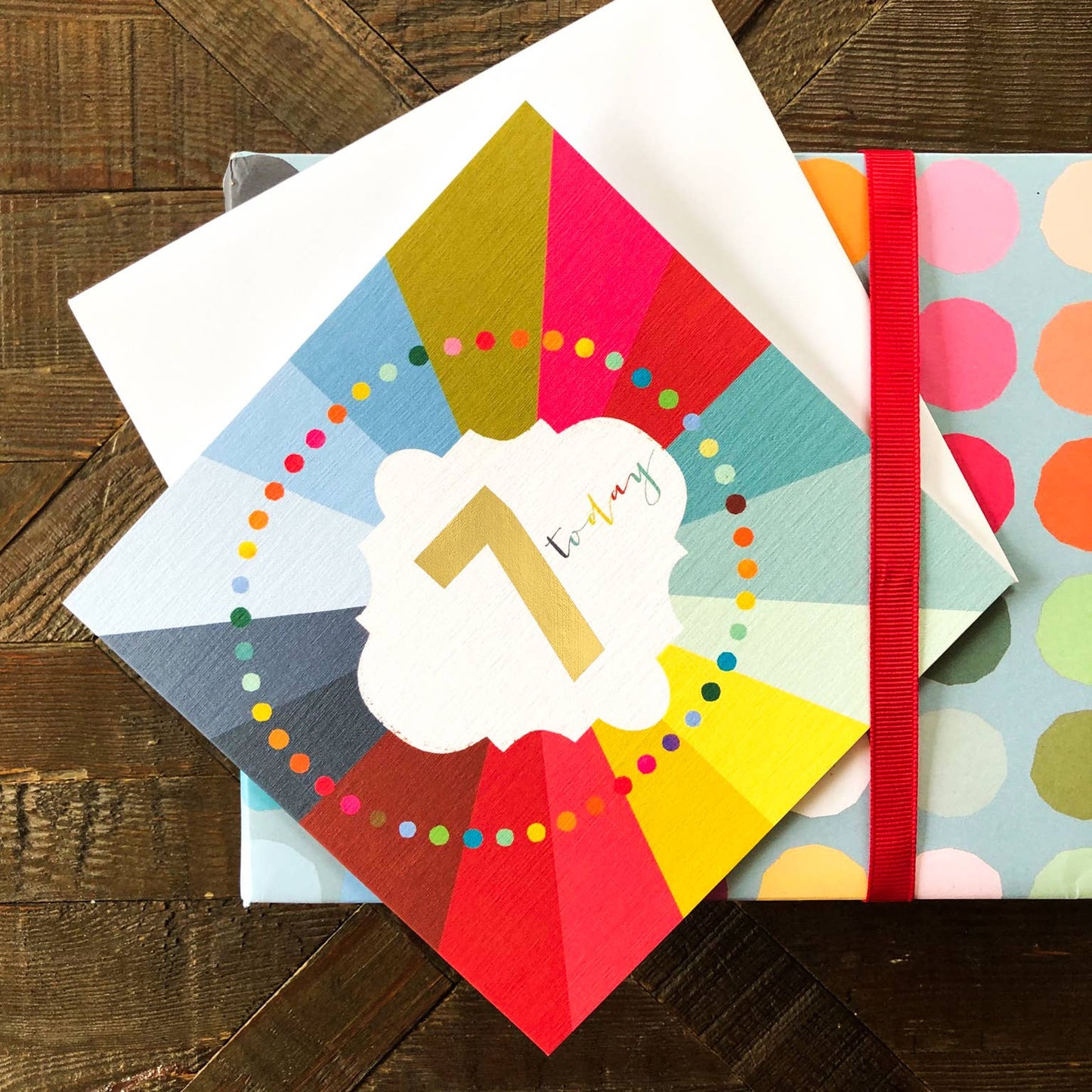 GC07 Gold Foiled Cloud 7th Birthday Card