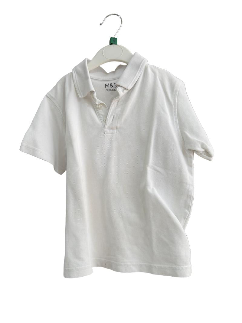 Preloved Marks & Spencer - White School Uniform Polo Shirt (5-6y)