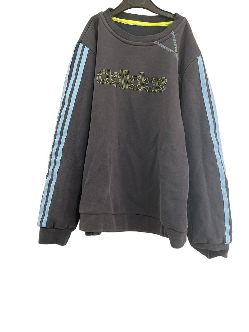 Preloved Adidas - Navy, Blue Stripe Adidas Jumper (11-12y)