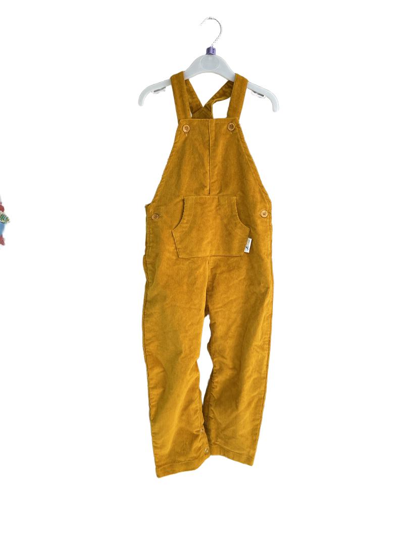 Preloved JuJuni - Yellow Mustard Corduroy Dungarees (3-4y)