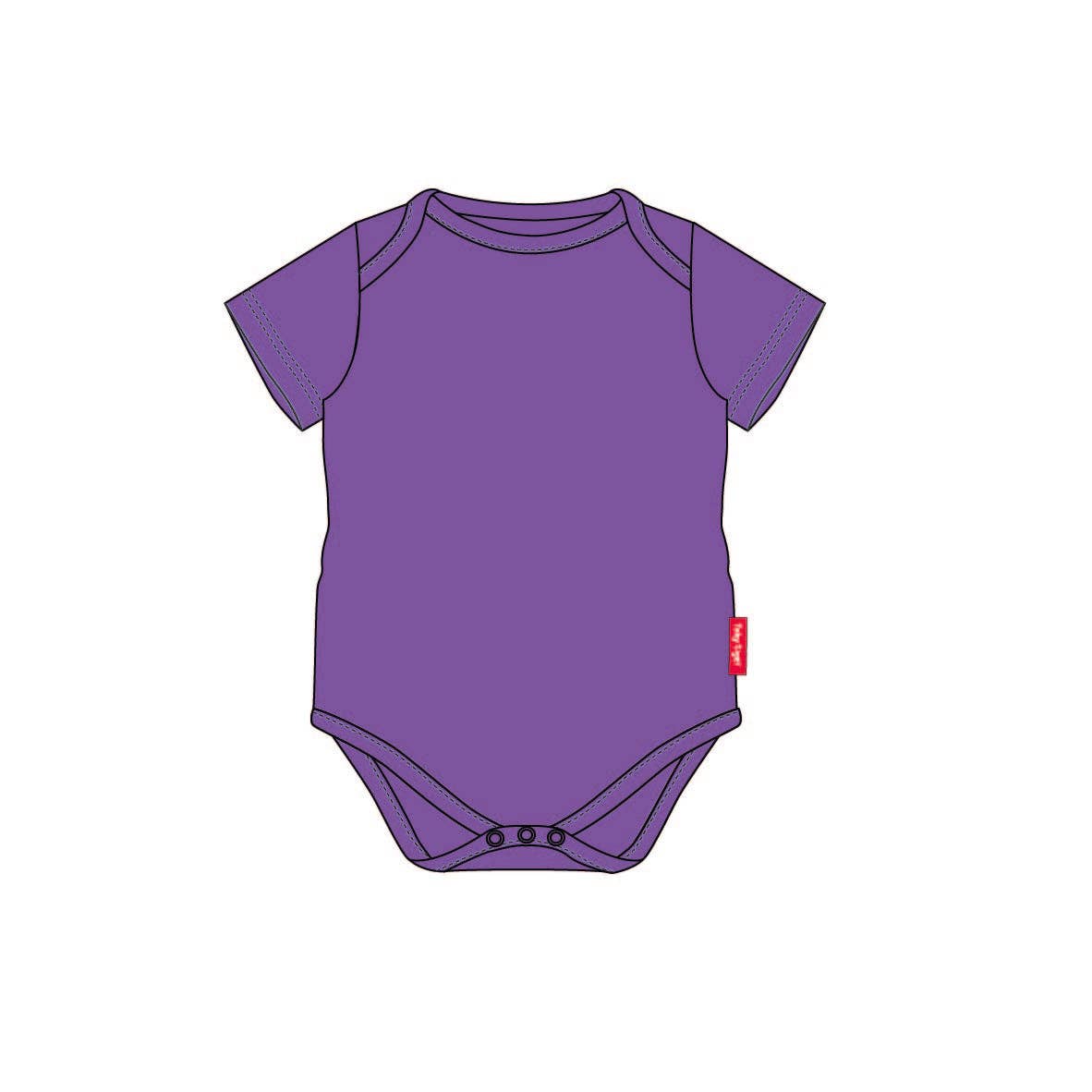 Organic Purple Basic Short-Sleeved Baby Bodysuit