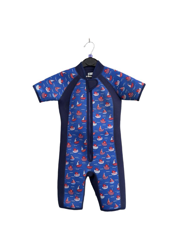 Preloved Jojo Maman Bebe - Blue Boat Short-sleeved Wetsuit (3-4y)