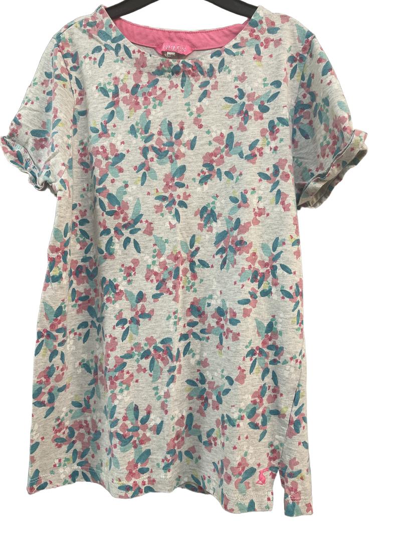 Preloved Joules - Gray Pink Green Floral Print Short-sleeved Top (11-12y)