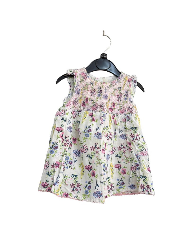 Preloved Jojo Maman Bebe - White Floral Dress (3-6m)