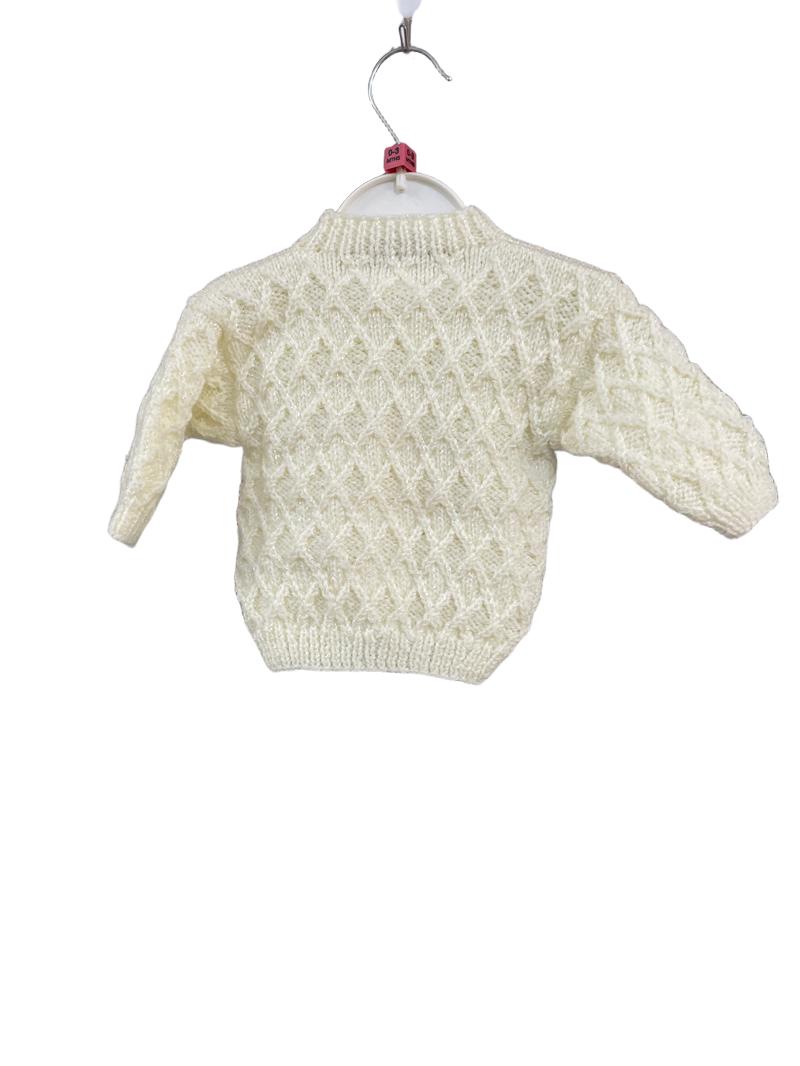 Preloved Unknown Brand - Hand Knit White Cardigan (0-3m)