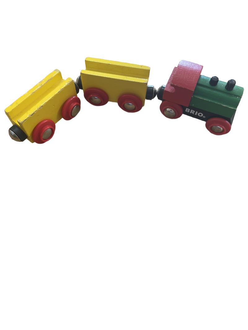 Preloved Toys - Green And Red Train, With 2 Unbranded Carriages. - Brio World