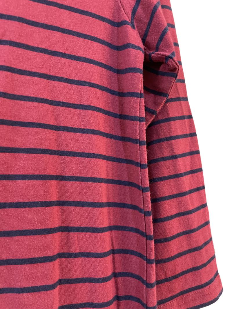 Preloved Jojo Maman Bebe - Maroon Navy Striped Long-sleeved Maternity Dress (X Small)