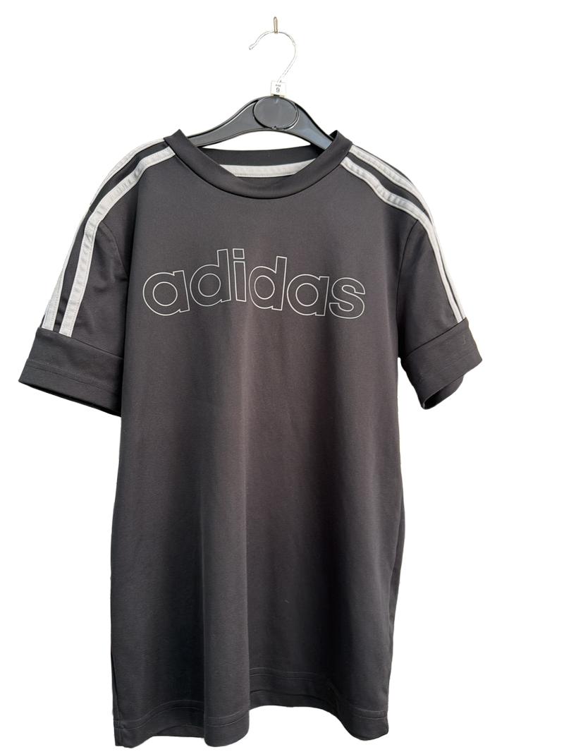 Preloved Adidas - Black Gray Stripe Short-sleeved Athletic Top (9-10y)