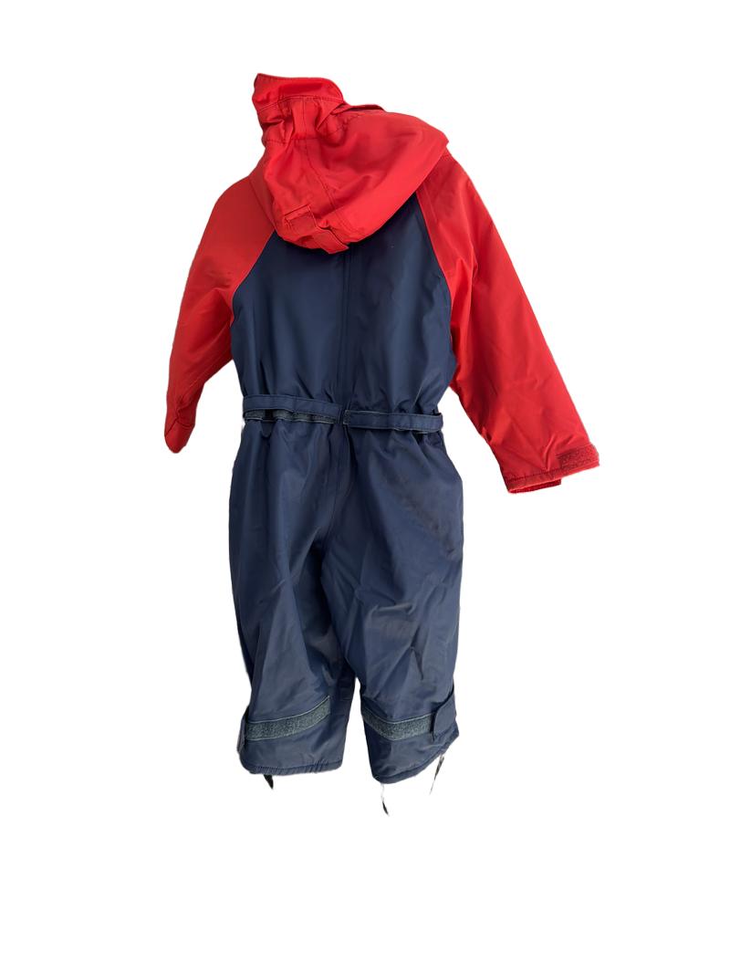 Preloved PlayTogs - Red And Navy Fleece-lined Rain Suit. (12-18m)
