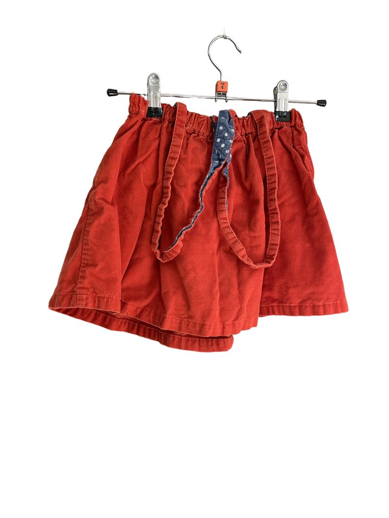 Preloved Mini Boden - Orange Corduroy Skirt With Braces/pinafore (4-5y)