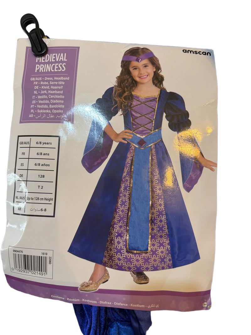 Preloved Amscan Inc - Blue Purple Sequin Velveteen Medieval Princess Queen Costume Dress (6-7y, 7-8y)