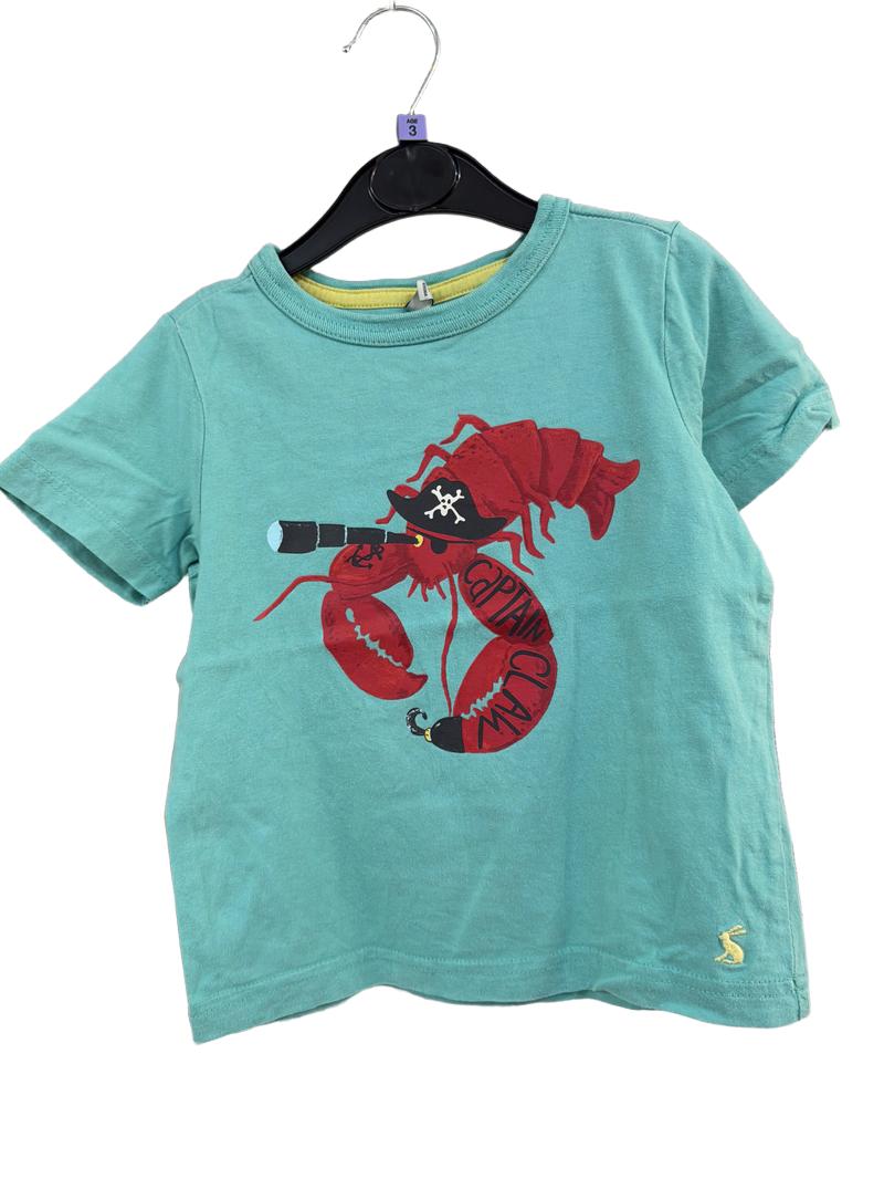 Preloved Joules - Green Pirate Lobster Captain Claw Short-sleeved T Shirt (3-4y)