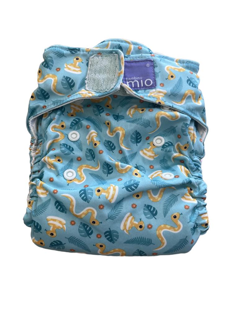 Preloved Bambino Mio - Blue Snake Print Reusable Nappy.