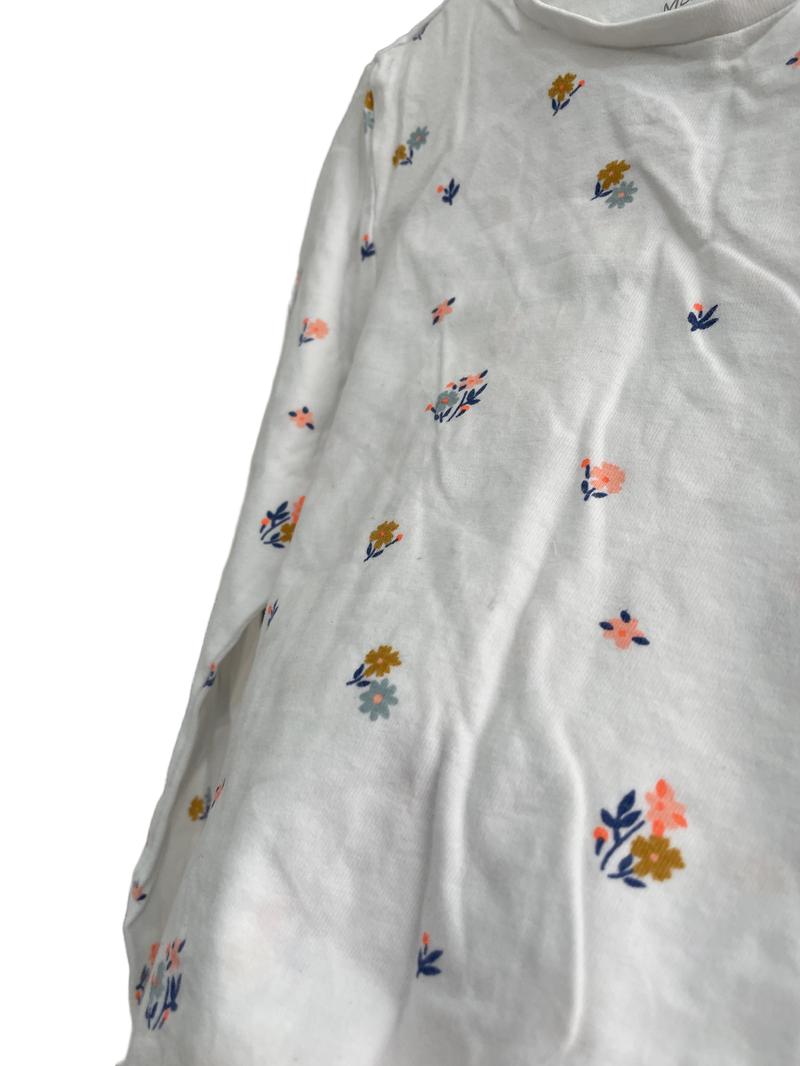 Preloved Marks & Spencer - White Long-sleeved T Shirt With Floral Print (3-4y) - Top