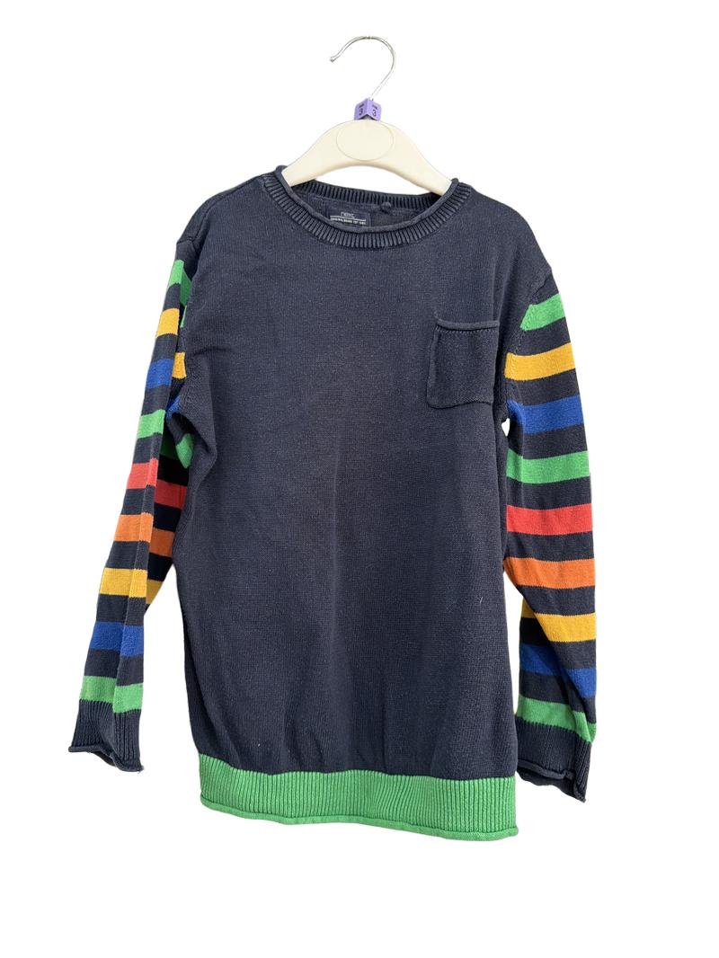 Preloved Next - Navy Multicolour Stripe Knit Jumper (3-4y)