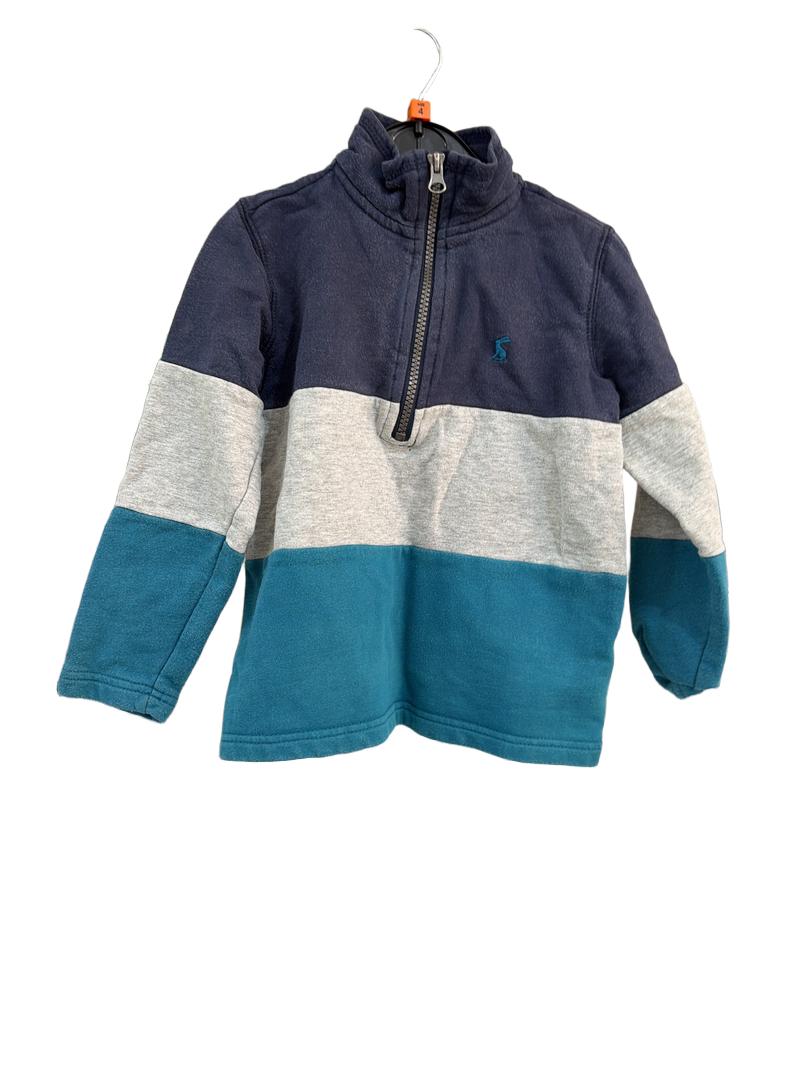 Preloved Joules - Navy Gray Turquoise Colour Block Half Zip Top (4-5y)