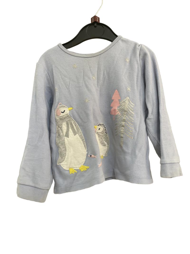 Preloved John Lewis - Light Blue Long Sleeve Penguin Top. (2y)