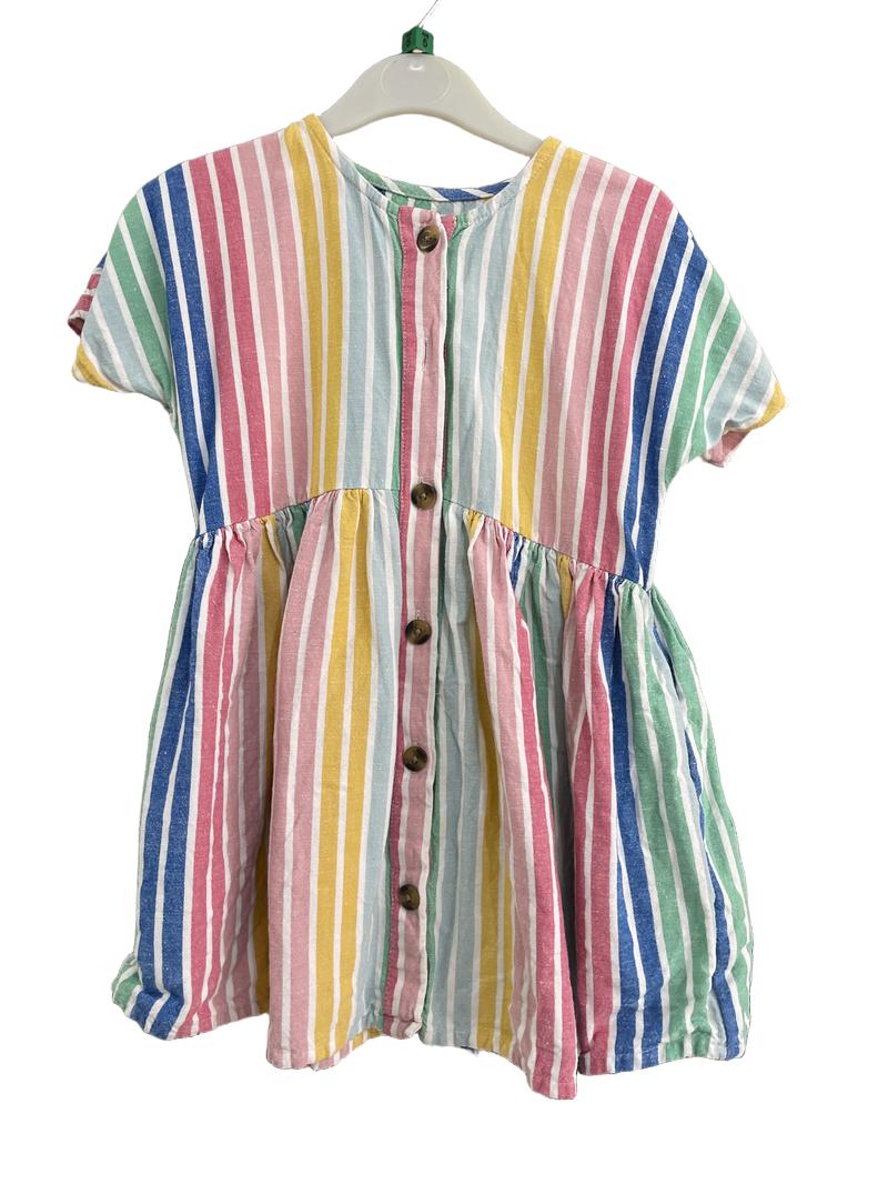 Preloved Next - Multicolour Stripe Short-sleeved Dress (5-6y)