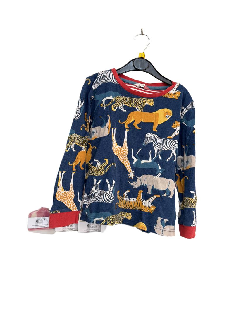 Preloved John Lewis - Navy Safari Print Long-sleeved Pyjama Top (7y)
