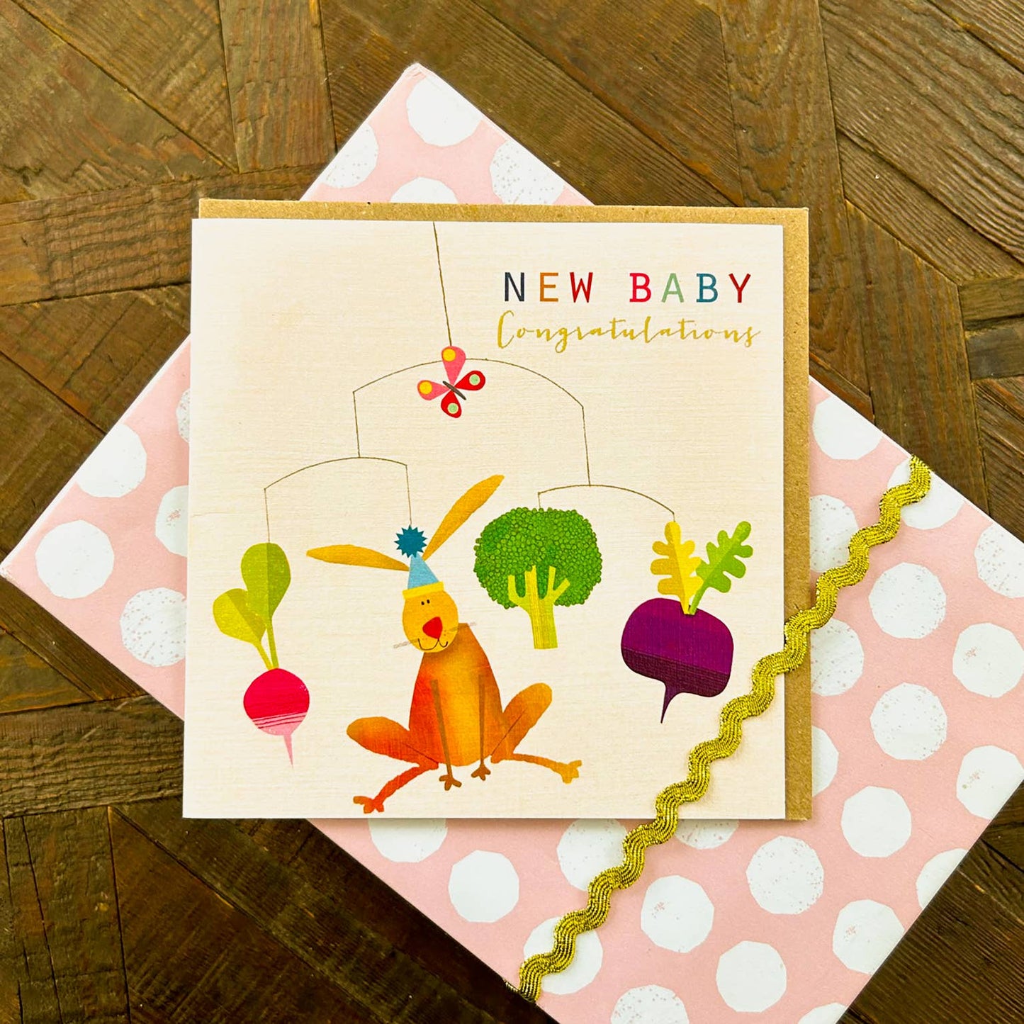 NB50 Gold Foiled Baby Girl Mobile Card