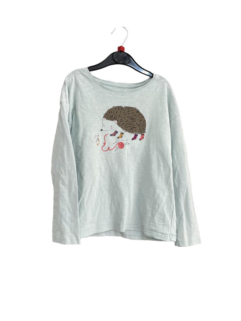 Preloved John Lewis - Blue Hedgehog Crafting Long-sleeved T Shirt (8-9y)