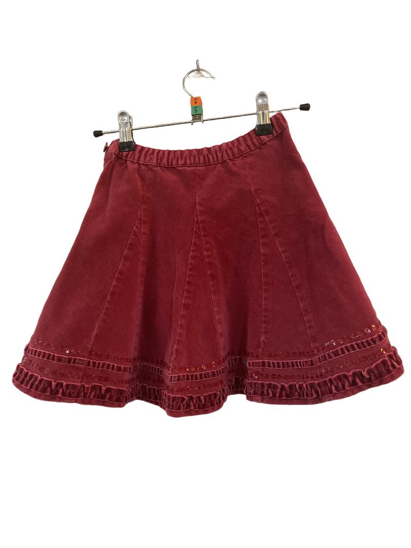 Preloved Monsoon - Red Velveteen Sequin Skirt (4-5y, 5-6y)
