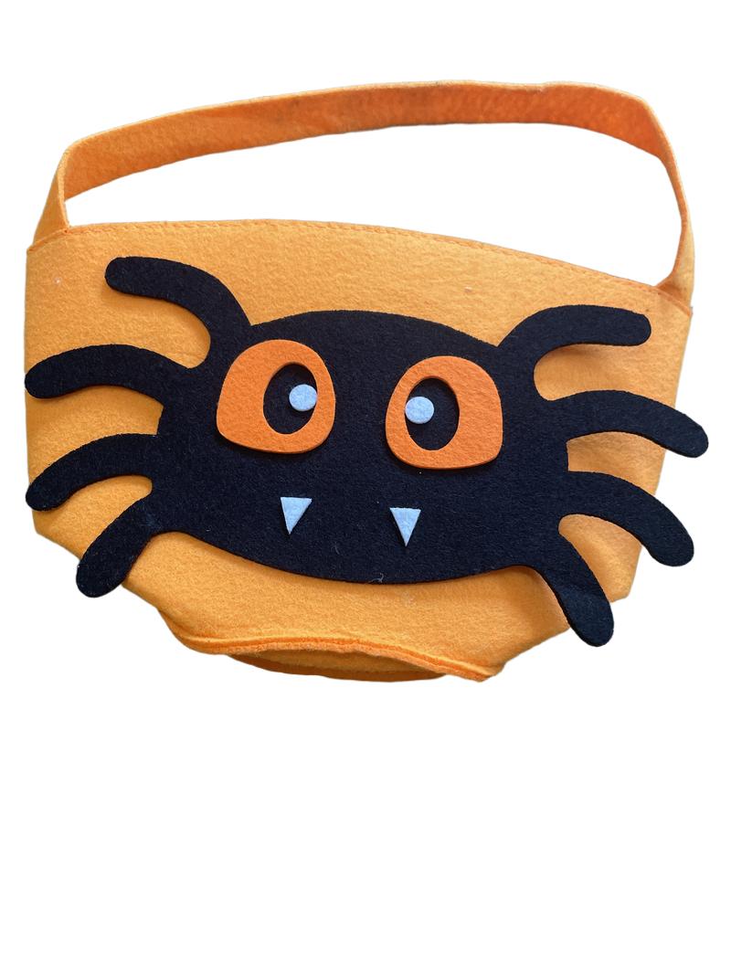 Preloved Unknown Brand - Orange Trick Or Treat Felt Bucket With Spider.