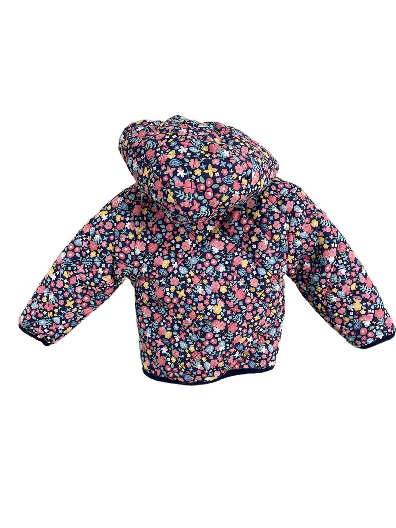 Preloved Jojo Maman Bebe - Navy Floral Print Quilted Jacket (0-6m)