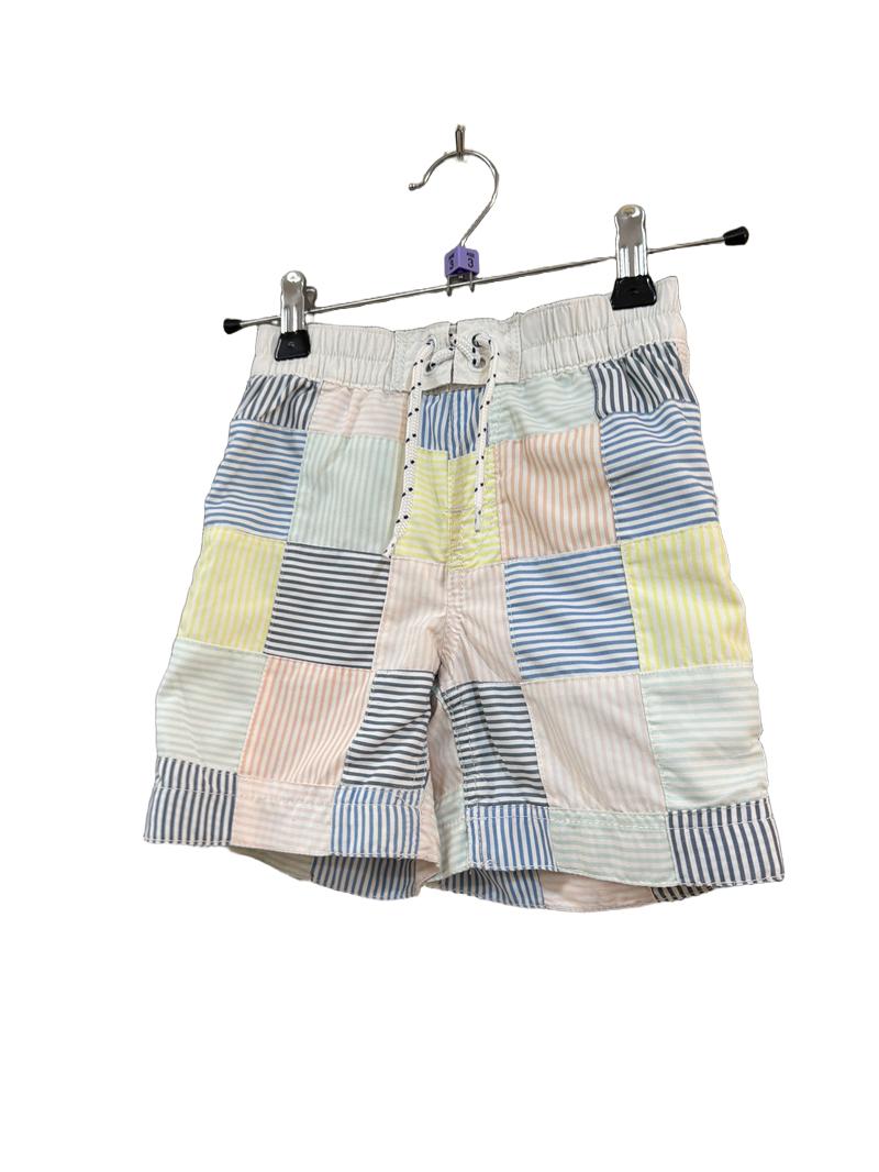 Preloved Gap - Pastel Quilt Square Striped Swim Shorts (3-4y)