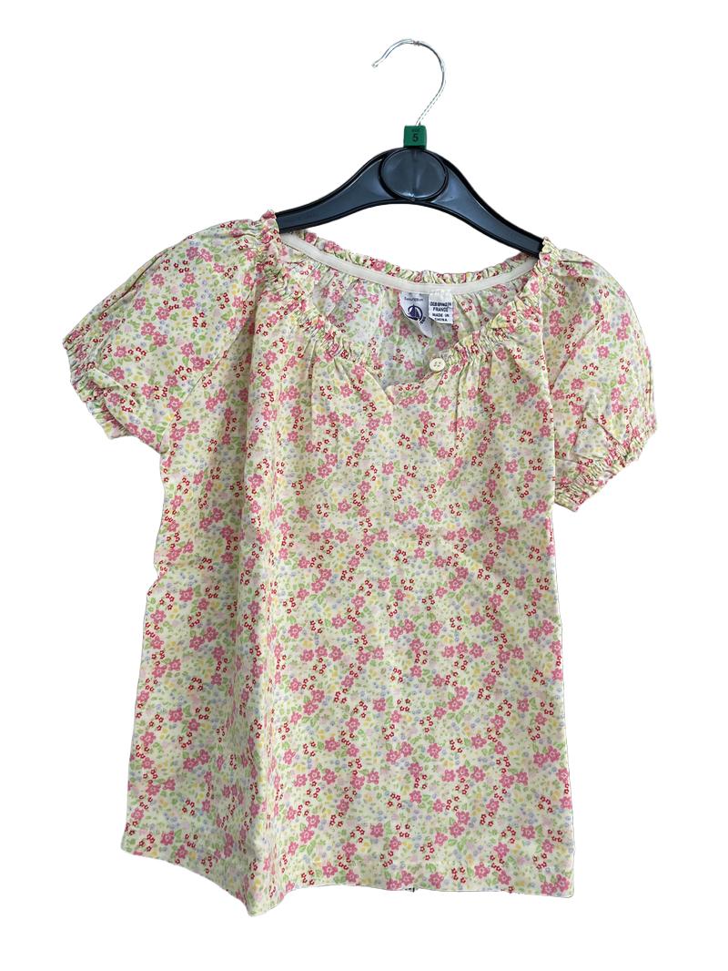 Preloved Petit Bateau - Multicolour Floral Print Short-sleeved Blouse (5-6y)