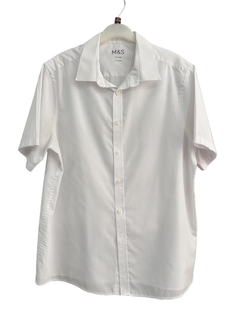 Preloved Marks & Spencer - White Short-sleeved School Uniform Button Up Shirt 2 (13-14y)