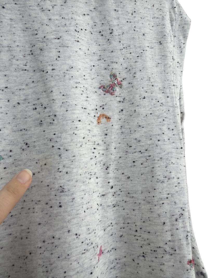 Preloved Next - Gray Black Slub Knit Top With Butterflies (7-8y)