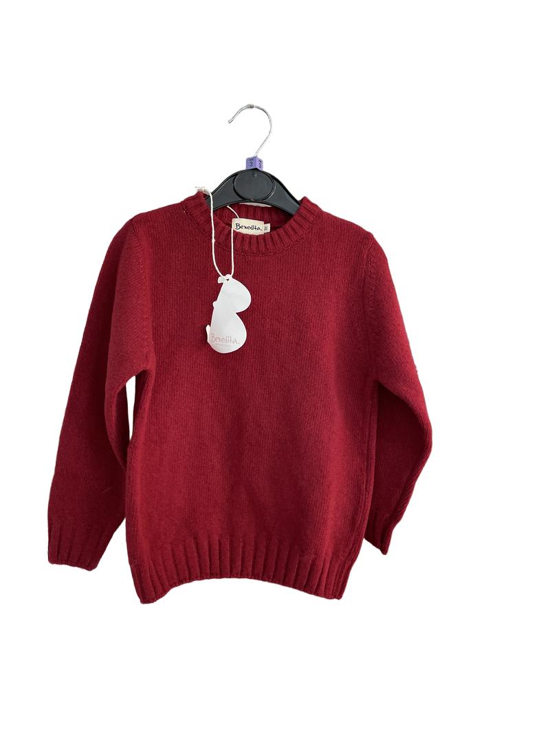 Preloved Benedita - Red Cranberry 80% Wool Jumper, NEW With Tags (3-4y)