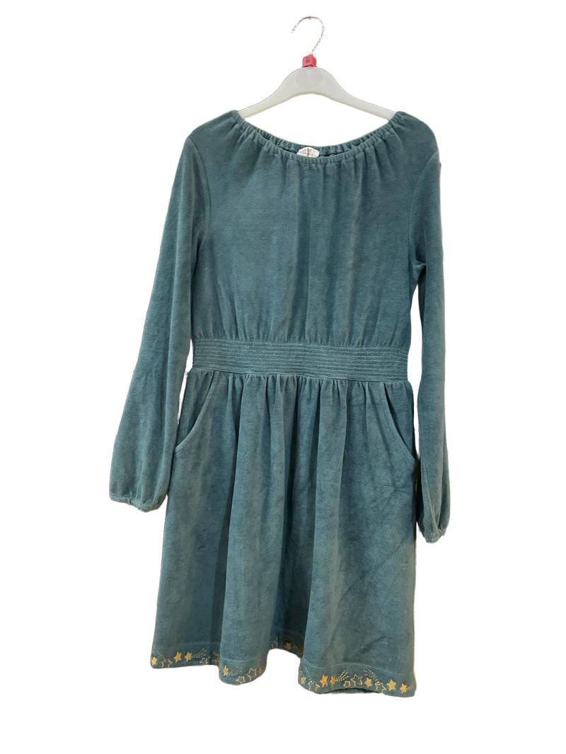 Preloved Fatface - Teal Terrycloth Long-sleeved Star Dress (10-11y)