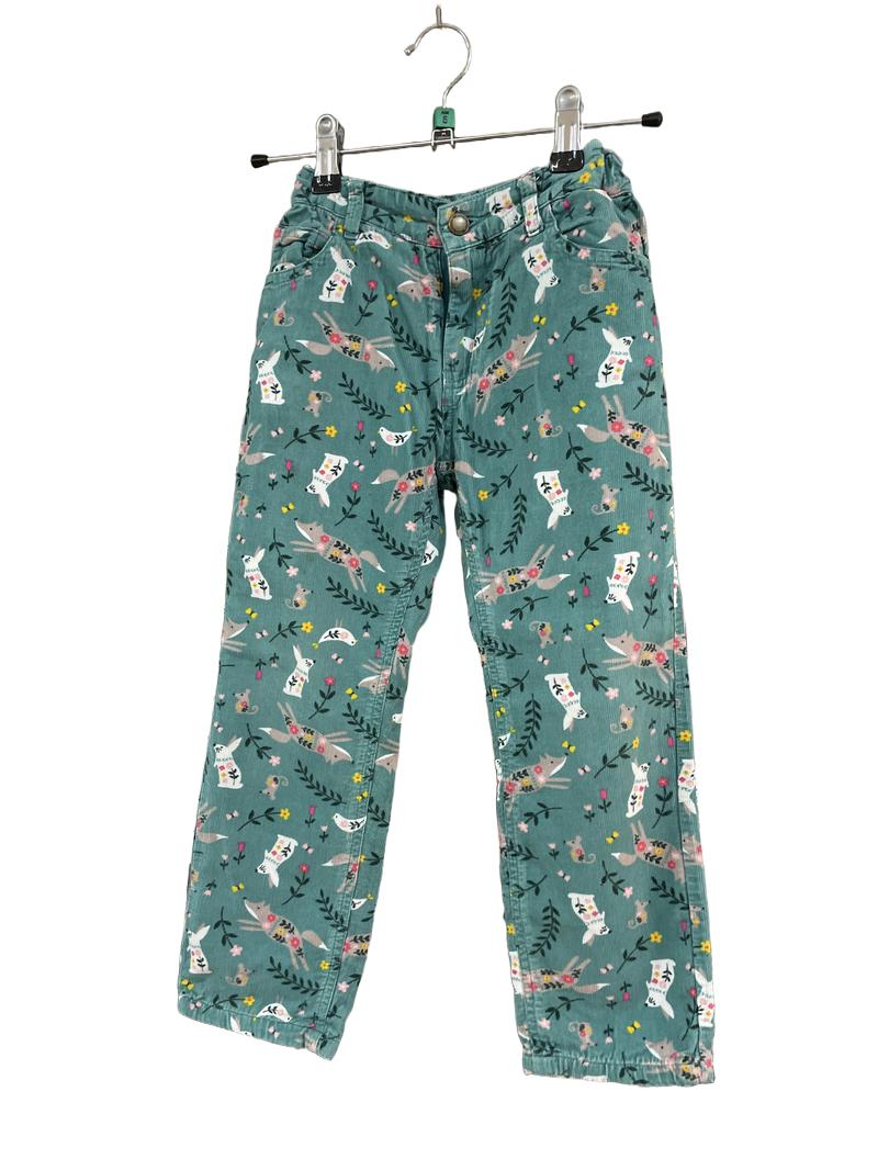 Preloved Frugi - Green Forest Animal Print Corduroy Trousers (5-6y)